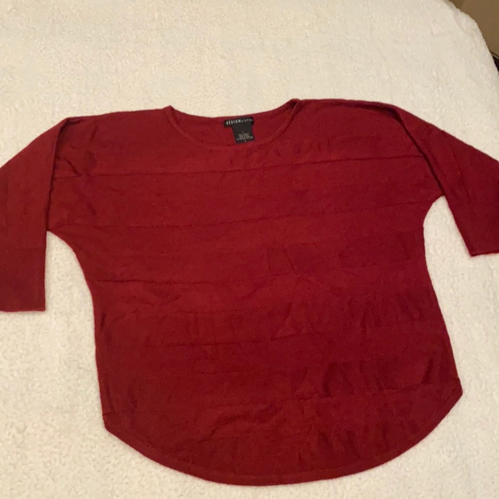 Design History, Burgundy Half Sleeve Sweater Size Large